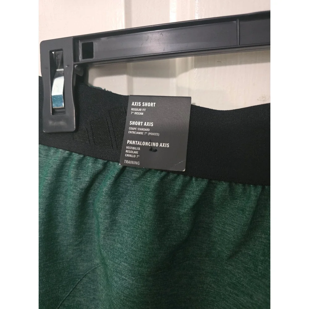 Adidas Axis Training Shorts Mens Green Heathered 7 Inch Inseam NEW